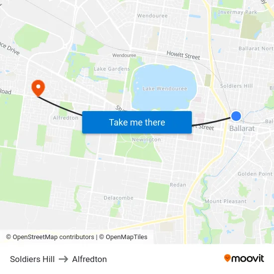 Soldiers Hill to Alfredton map