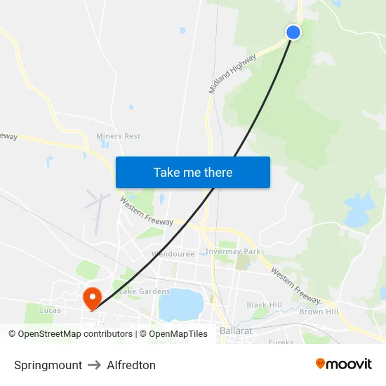 Springmount to Alfredton map