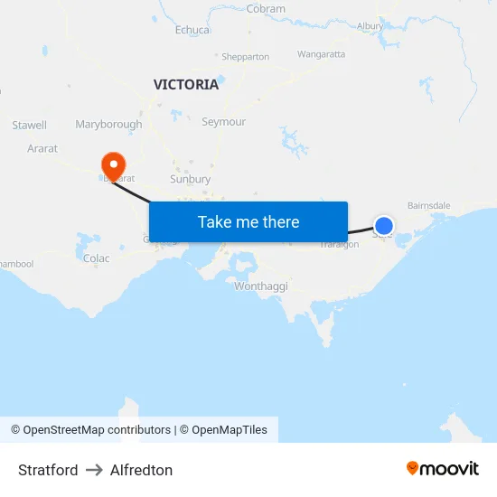 Stratford to Alfredton map