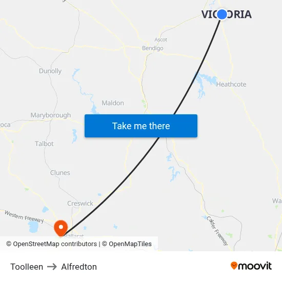 Toolleen to Alfredton map