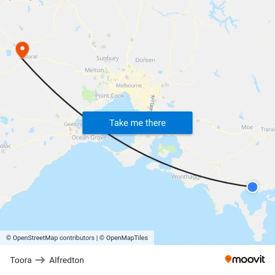 Toora to Alfredton map