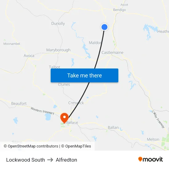 Lockwood South to Alfredton map