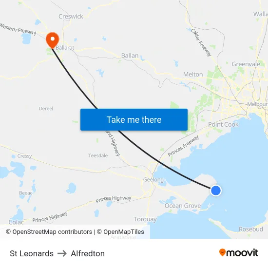 St Leonards to Alfredton map