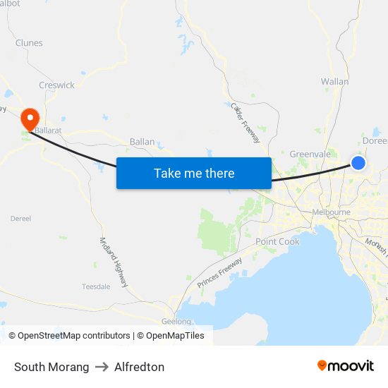 South Morang to Alfredton map