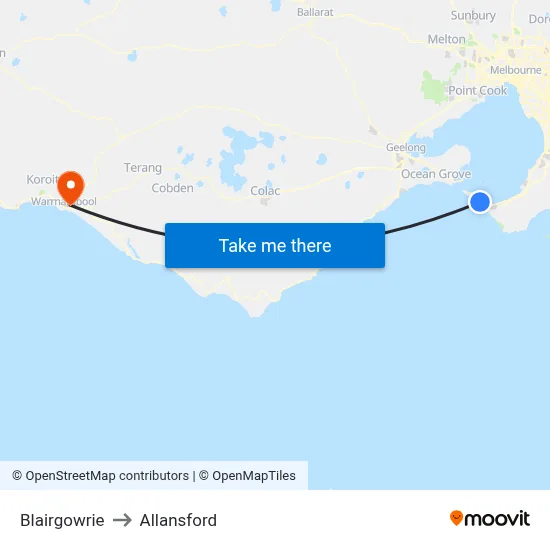 Blairgowrie to Allansford map