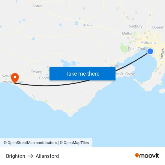 Brighton to Allansford map