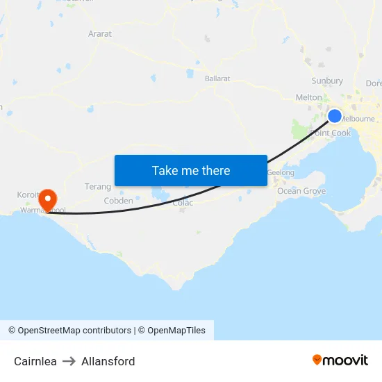 Cairnlea to Allansford map