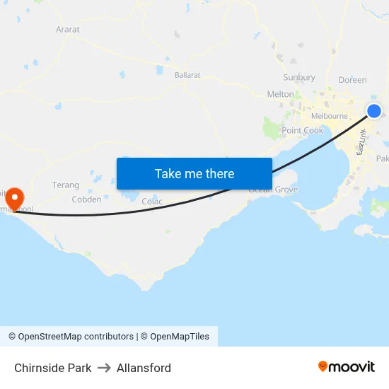 Chirnside Park to Allansford map