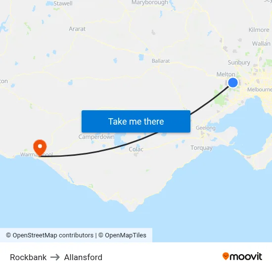 Rockbank to Allansford map