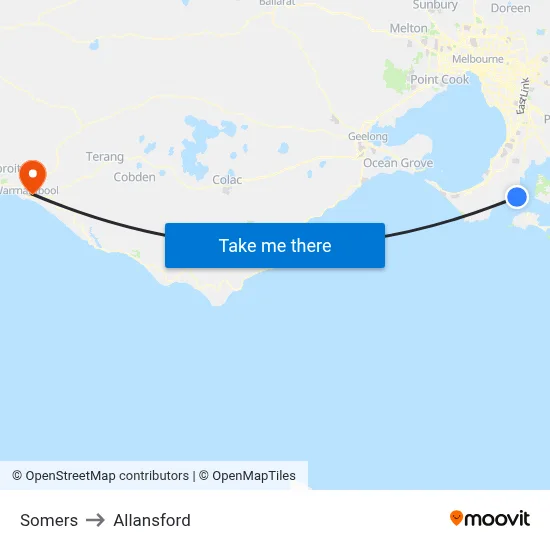 Somers to Allansford map