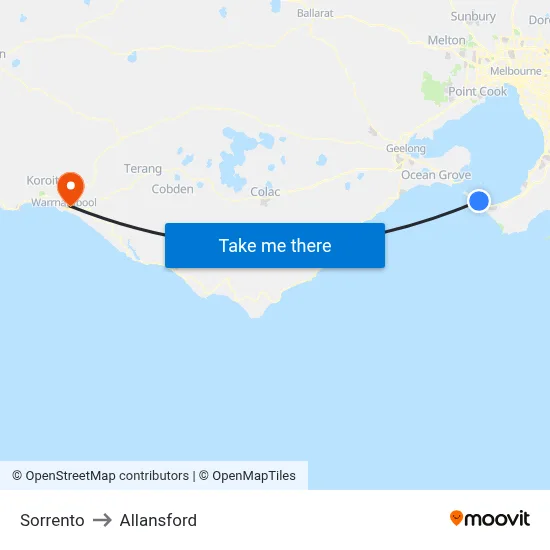 Sorrento to Allansford map