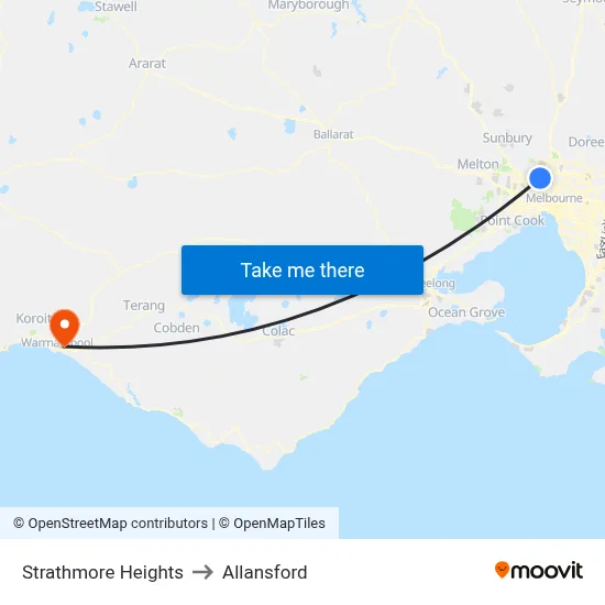 Strathmore Heights to Allansford map