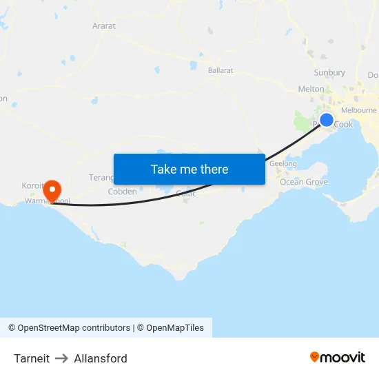 Tarneit to Allansford map