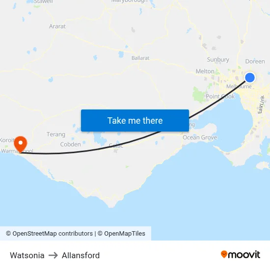 Watsonia to Allansford map