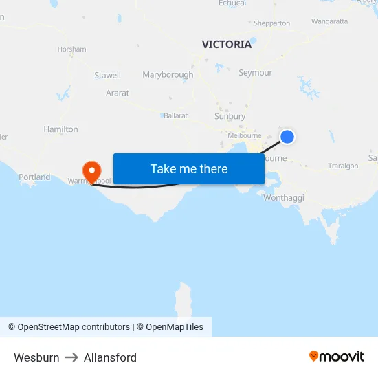 Wesburn to Allansford map