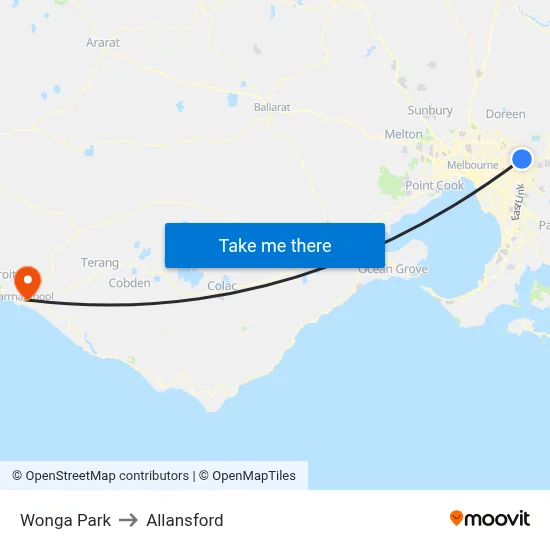 Wonga Park to Allansford map