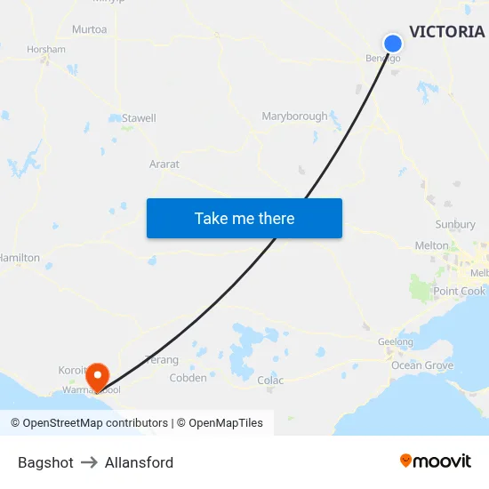 Bagshot to Allansford map