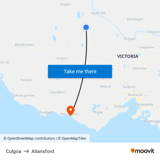 Culgoa to Allansford map