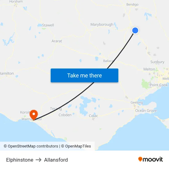 Elphinstone to Allansford map