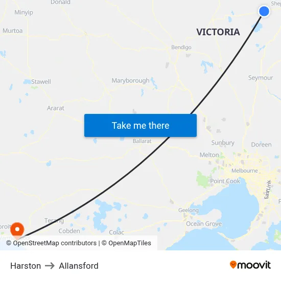 Harston to Allansford map