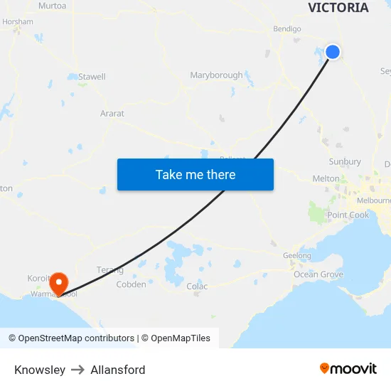 Knowsley to Allansford map