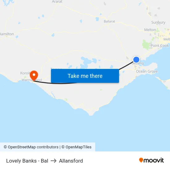 Lovely Banks - Bal to Allansford map