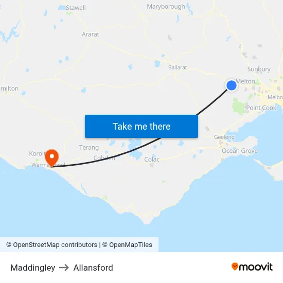 Maddingley to Allansford map