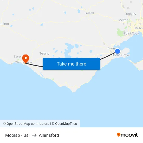 Moolap - Bal to Allansford map