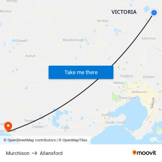 Murchison to Allansford map