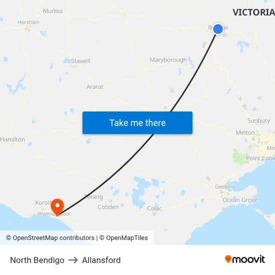 North Bendigo to Allansford map