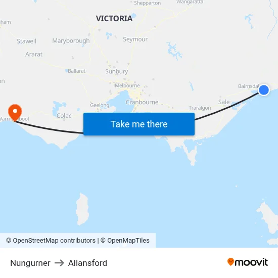 Nungurner to Allansford map
