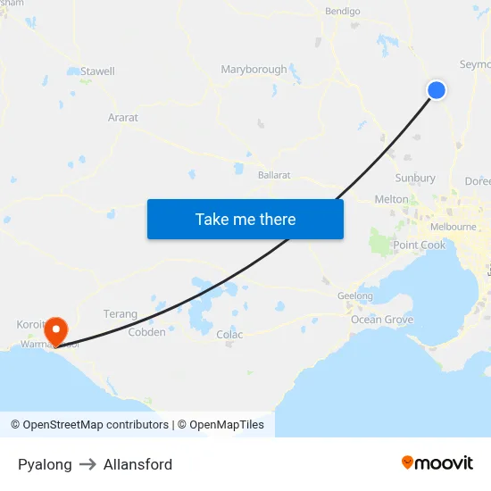 Pyalong to Allansford map