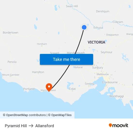Pyramid Hill to Allansford map