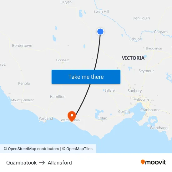 Quambatook to Allansford map