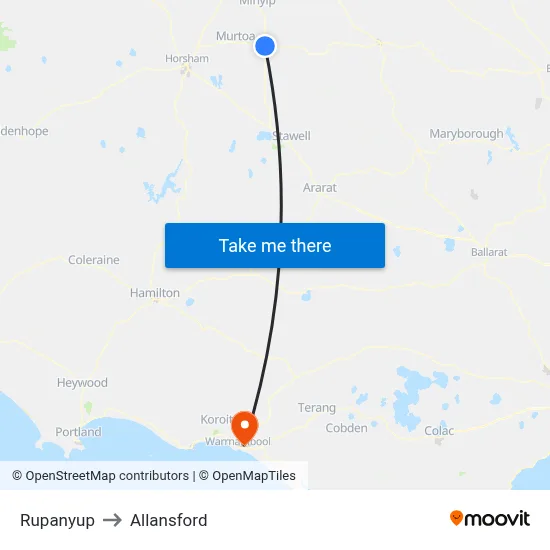 Rupanyup to Allansford map