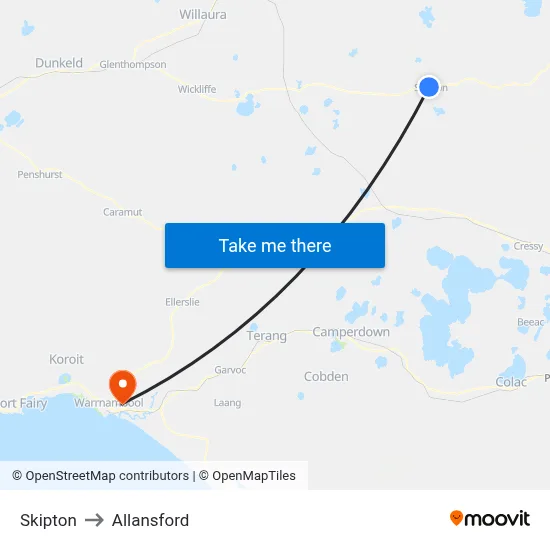 Skipton to Allansford map