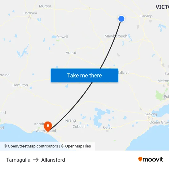 Tarnagulla to Allansford map