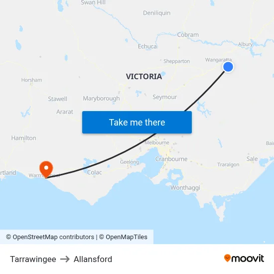 Tarrawingee to Allansford map