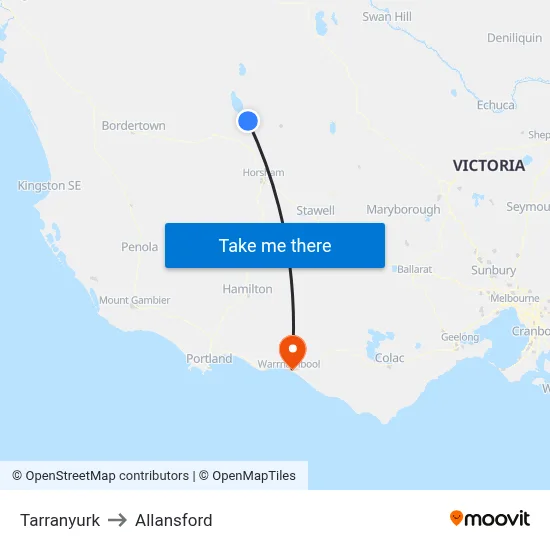 Tarranyurk to Allansford map