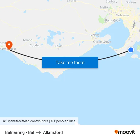 Balnarring - Bal to Allansford map
