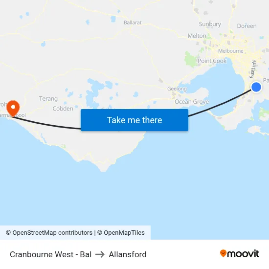 Cranbourne West - Bal to Allansford map