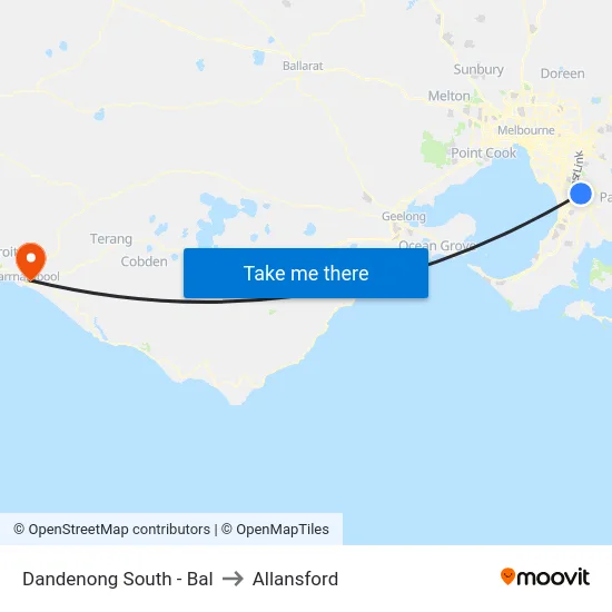 Dandenong South - Bal to Allansford map