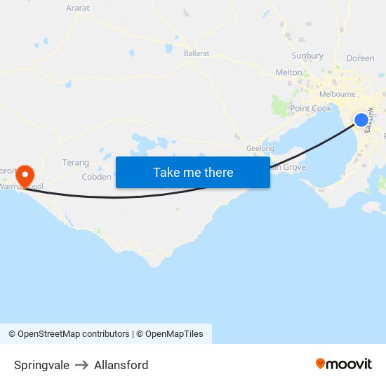 Springvale to Allansford map