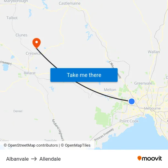 Albanvale to Allendale map