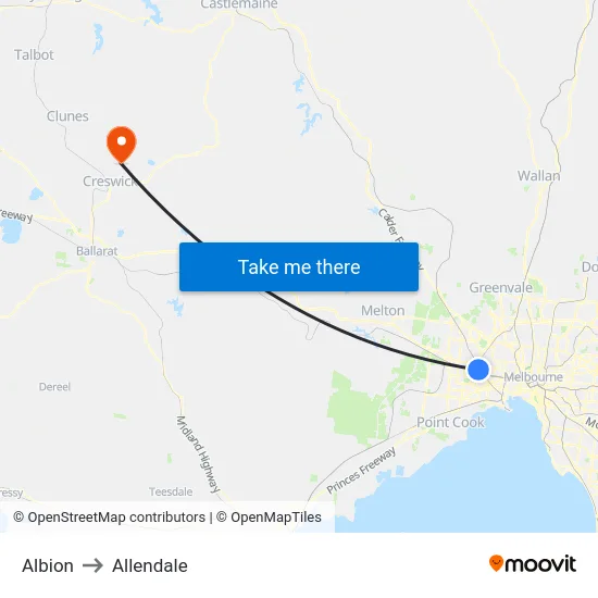 Albion to Allendale map