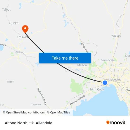 Altona North to Allendale map