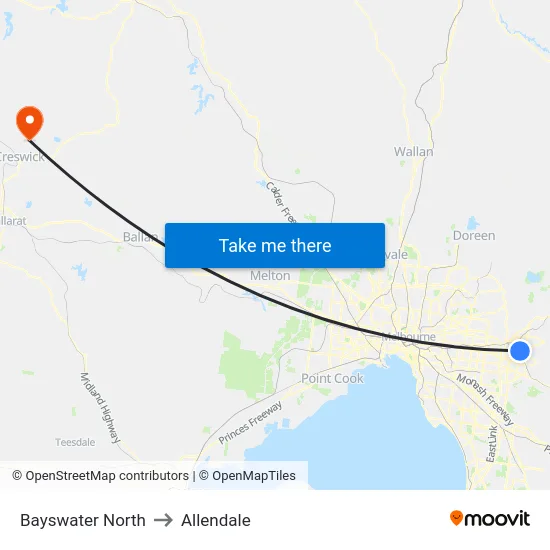 Bayswater North to Allendale map