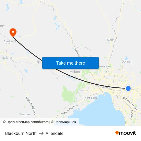 Blackburn North to Allendale map