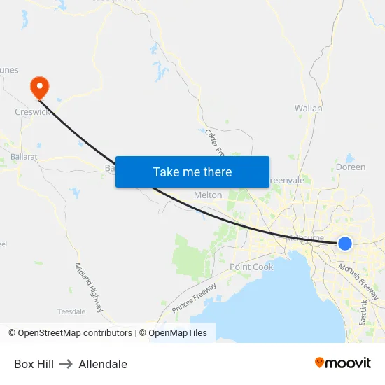 Box Hill to Allendale map