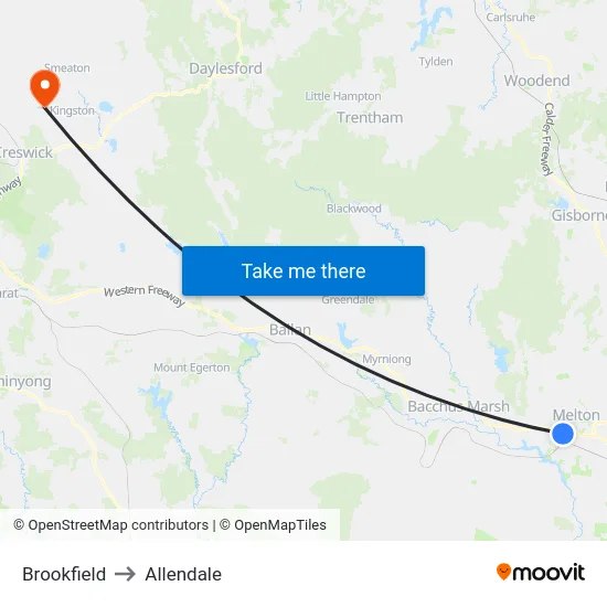 Brookfield to Allendale map